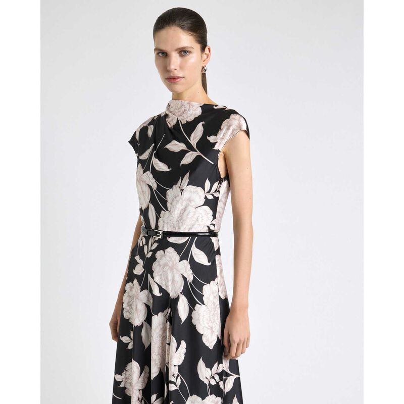 Cue Black Rose Satin Midi Dress image number 3